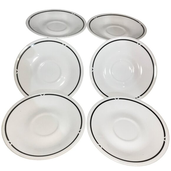 Set Of 6 Corelle Silk and Roses White & Black Saucers 6.25" Dishes - Picture 1 of 5